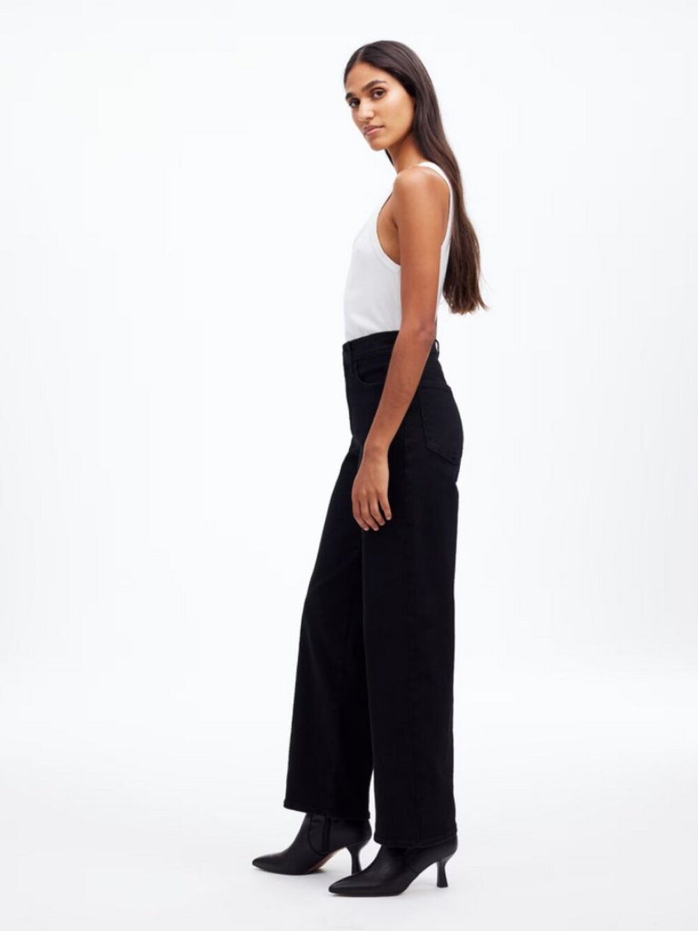 Madewell Sz. 25 Black Rinse Wash The Perfect Vintage Super Stretch Wide-Leg Jean